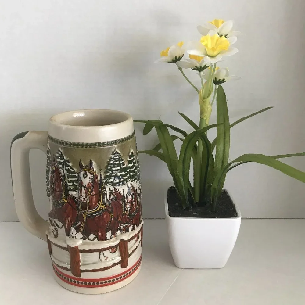 Budweiser Beer Stein by Ceramarte Covered Bridge, Anheuser-Busch Mug 1984